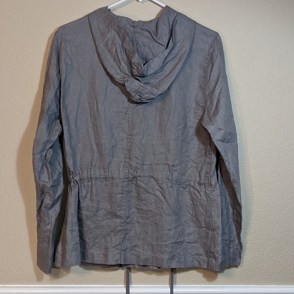Kenar Grey Linen Zip Up Lightweight Jacket with Hoodie NWOT - Picture 2 of 5